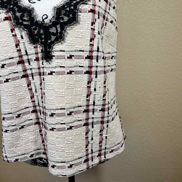 Zara Cream top women texture sleeveless black lace blouse size L bohemian boho - Picture 6 of 15